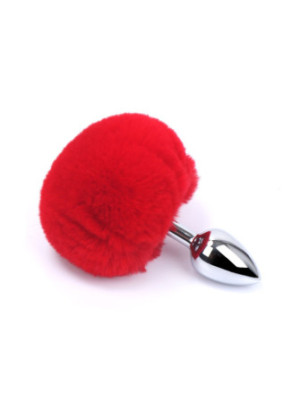 Plug anal aluminium avec pompon rouge Taille S - RY-001+MPJ-018RED